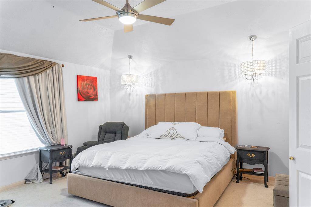 Spacious master bedroom with tall ceilings!