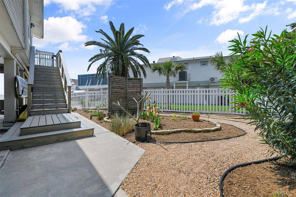Landscaped garden walking to you new house's TREX stairs