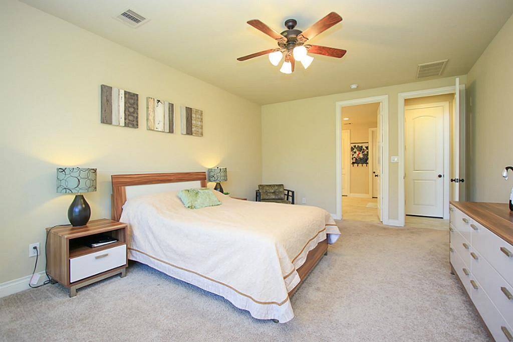 View from the master bay window to bathroom