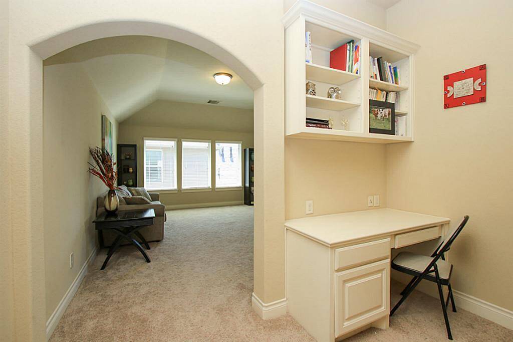 Built in desk and book shelf is the perfect homework station.