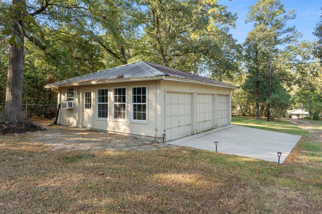 Here is the garage.  Notice the left side has a door and windows.