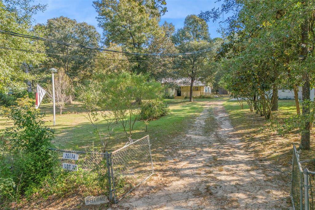 Notice the fruit trees and grapes to the left of the driveway.