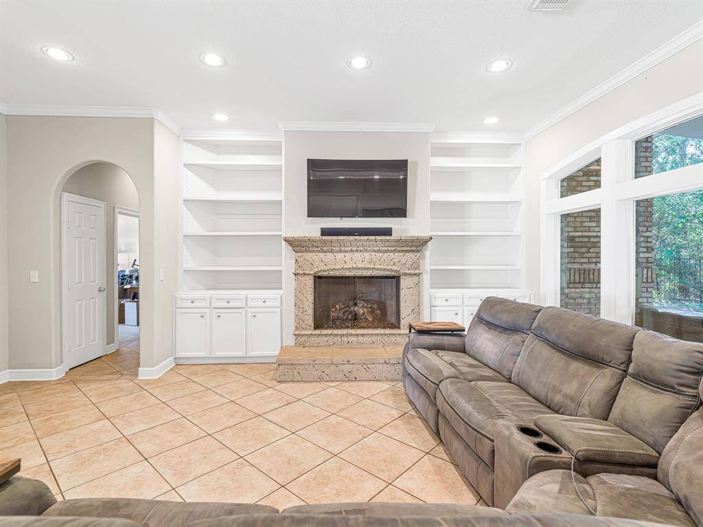Great built-ins surround the fireplace