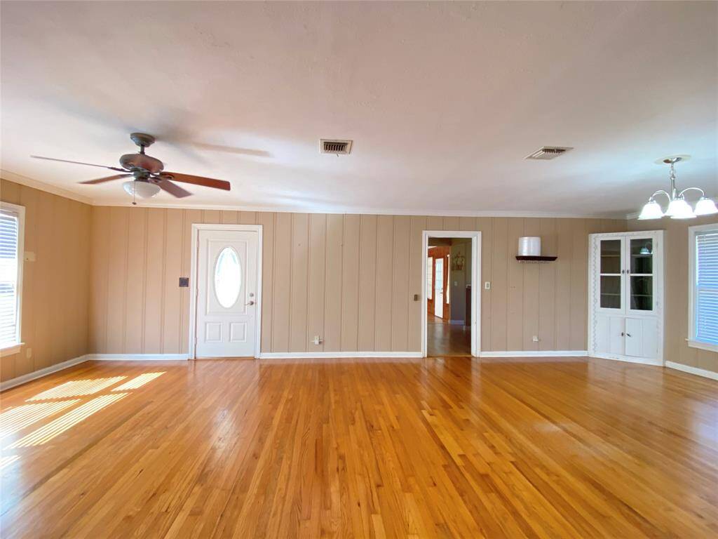 Great room with hardwood floors