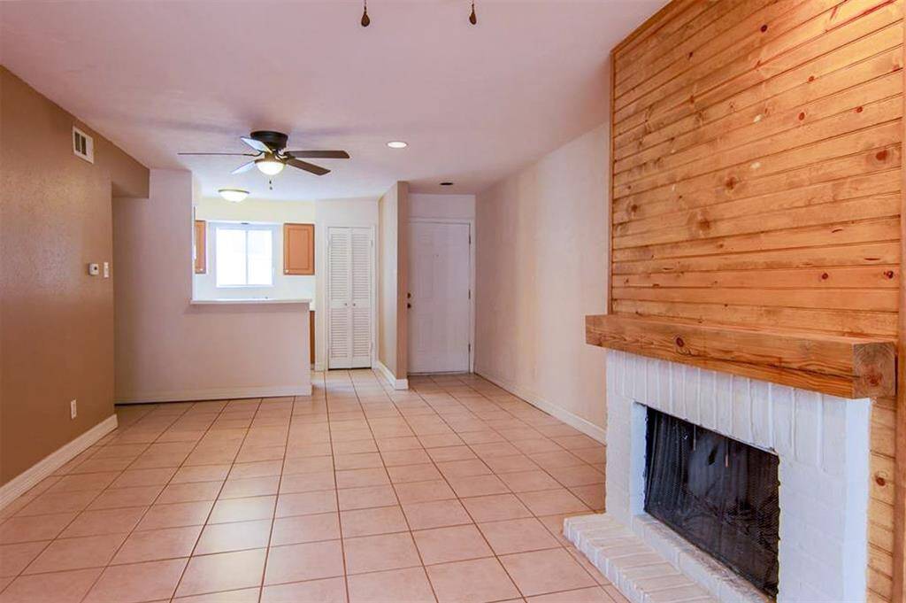 Family room with fireplace.