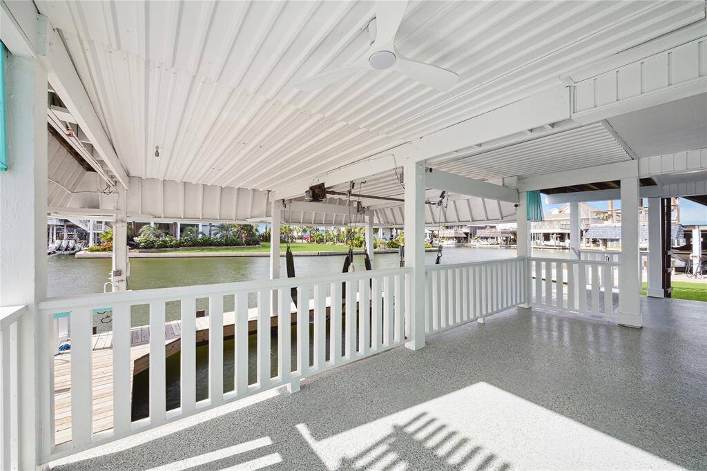 Patio on ground level. Under home