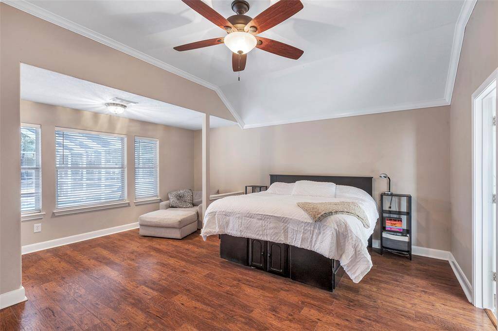 Main Bedroom with office space facing pool
