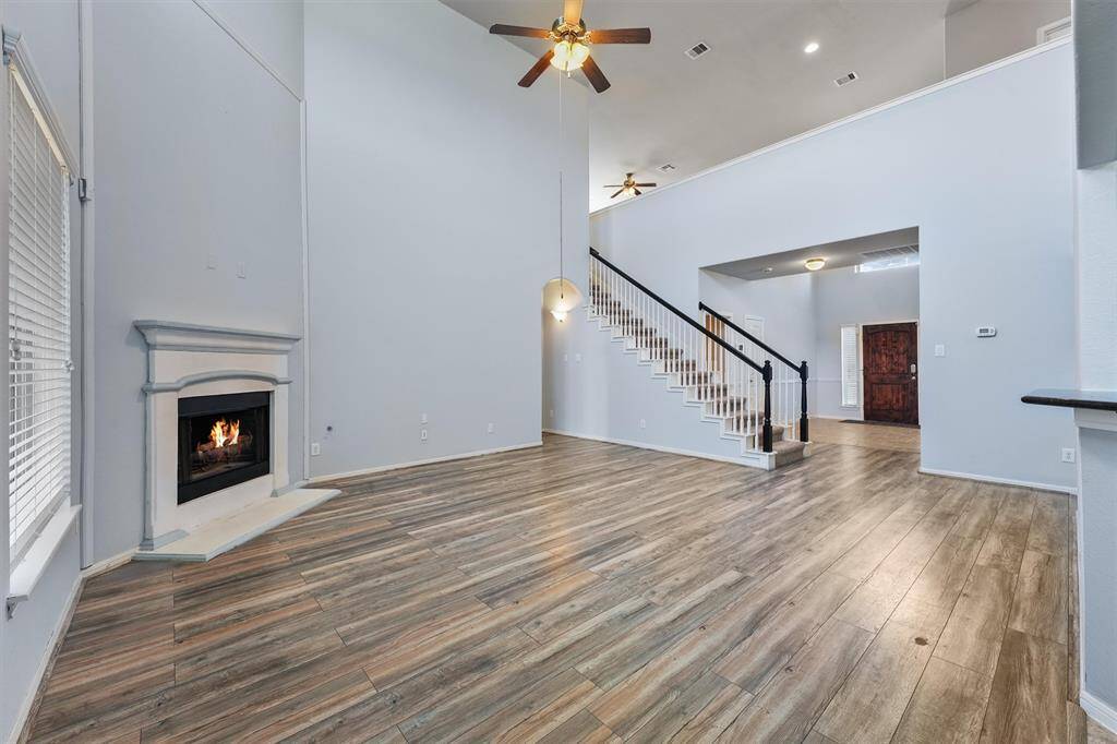 Living room with soaring ceilings