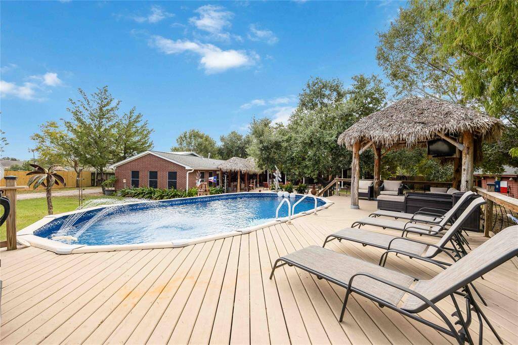 The pool offers a sunning deck as well as a palapa for shade.