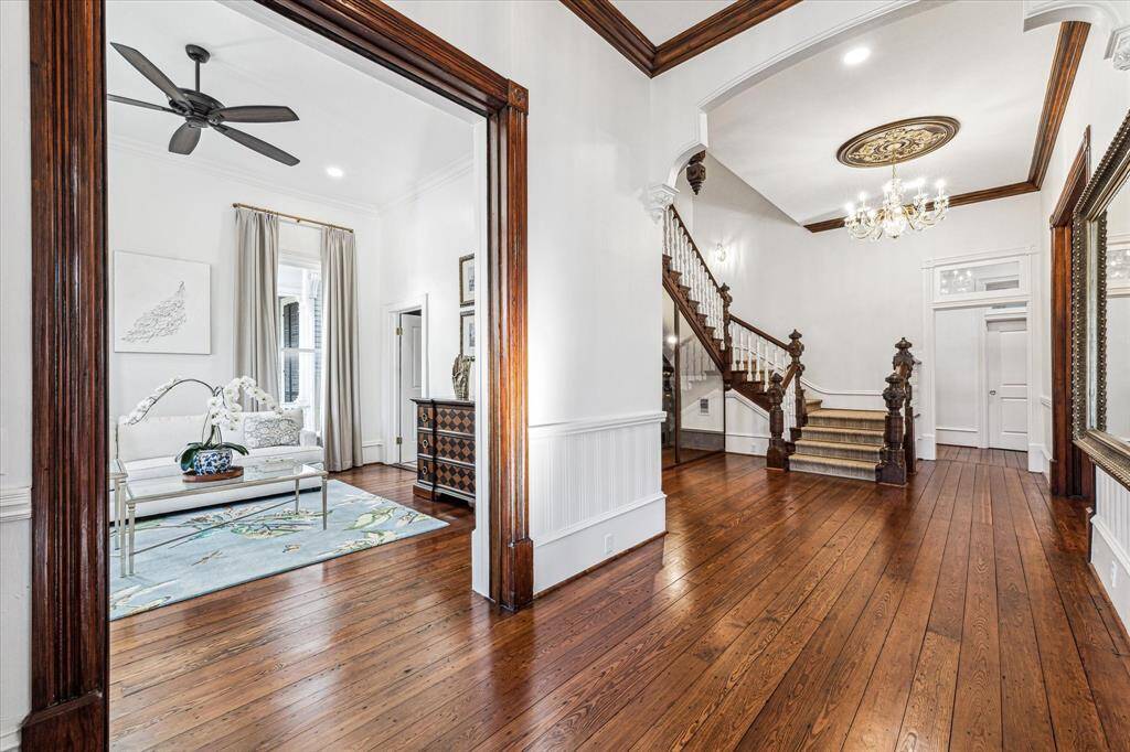 Original trim work and pocket doors/hardware has been restored. The original wood floors have been refinished Parlor 2: Original trim work and pocket doors/hardware has been restored. The original wood floors have been refinished twice to bring it back to its original beauty.