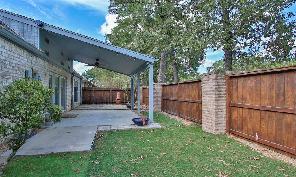 This side of the back is turf. So it's easy to keep and low maintenance