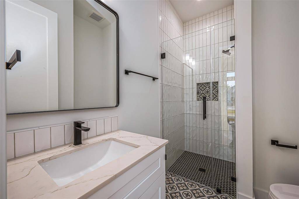Secondary bathroom first floor- with quartz countertop