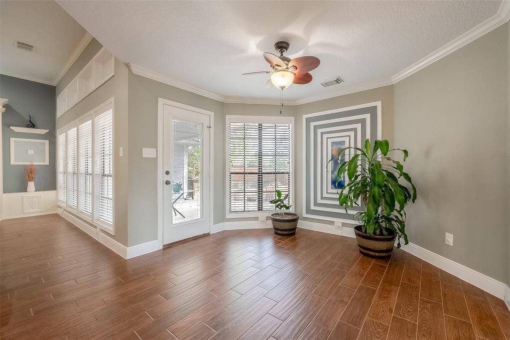 The breakfast nook is located right off the kitchen.