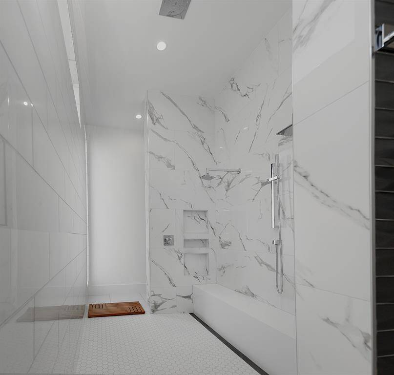 Inset rain shower head.
