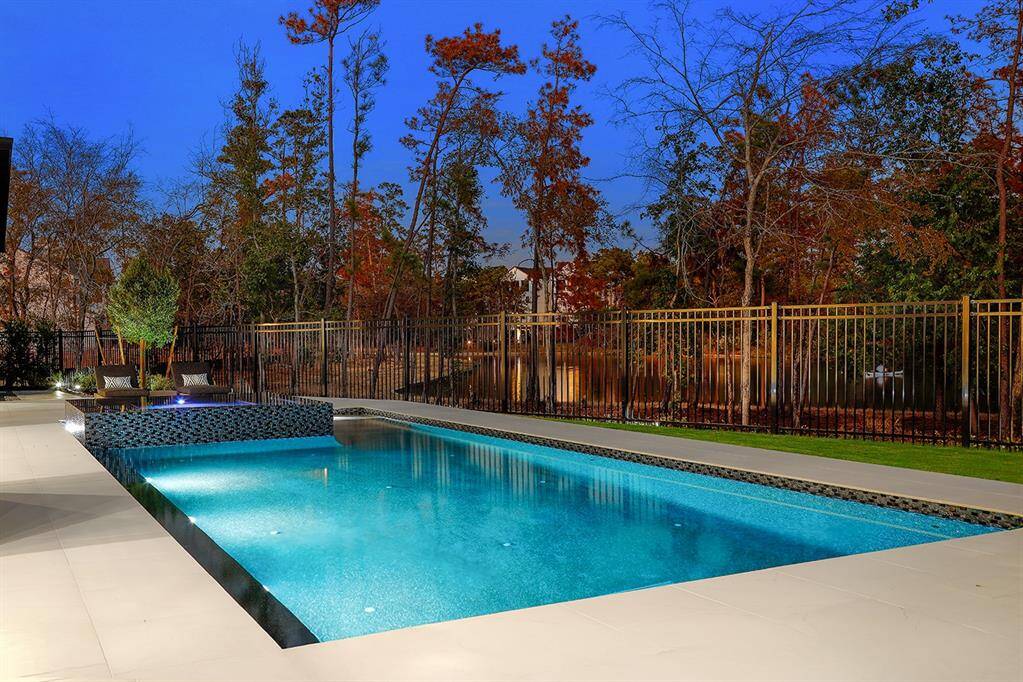 Privacy and lake views.Pool lights with wireless remote control.