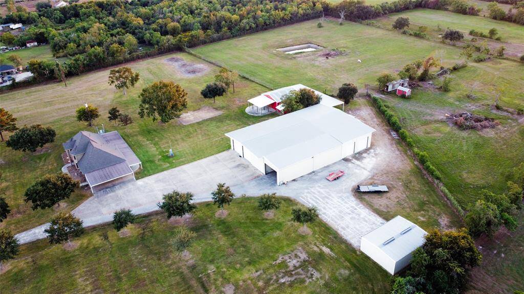 side aerial view of center part of the property