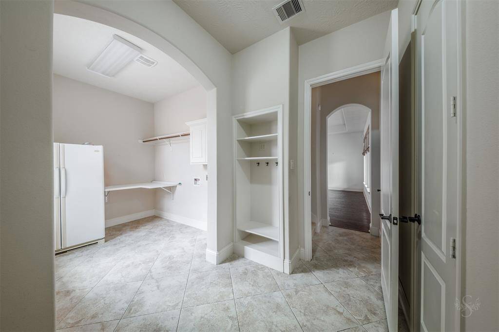 Oversized utility room with space for your washer, dryer and an extra refrigerator or freezer. Note the convenient mud area - great for hanging backpacks and jackets!