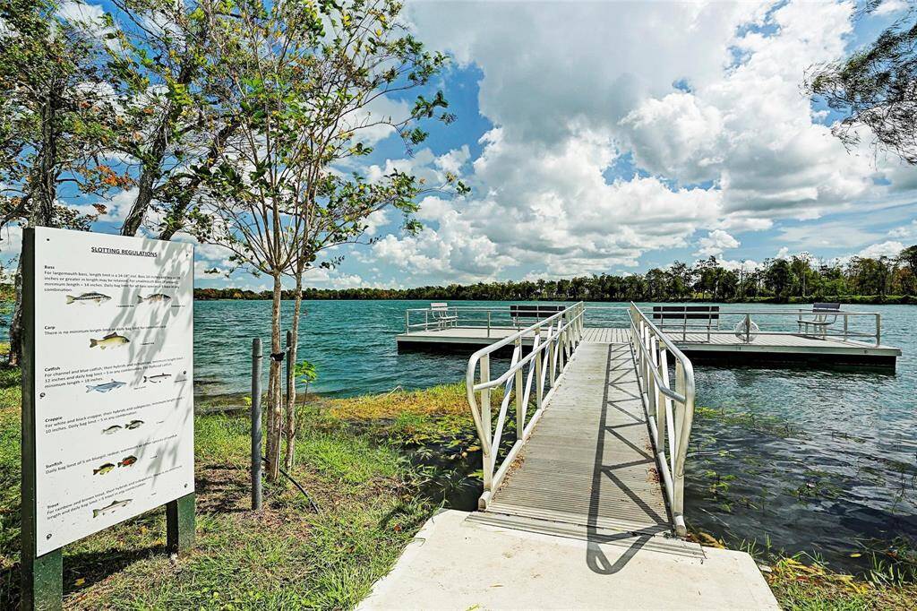 The lake is stocked and you may catch something cool! There's a kayak launch and this pier.