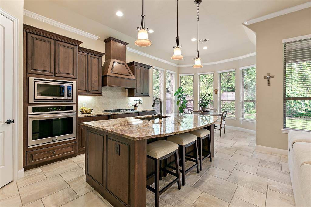 Beautiful island for additional seating and ease of meal preparation.