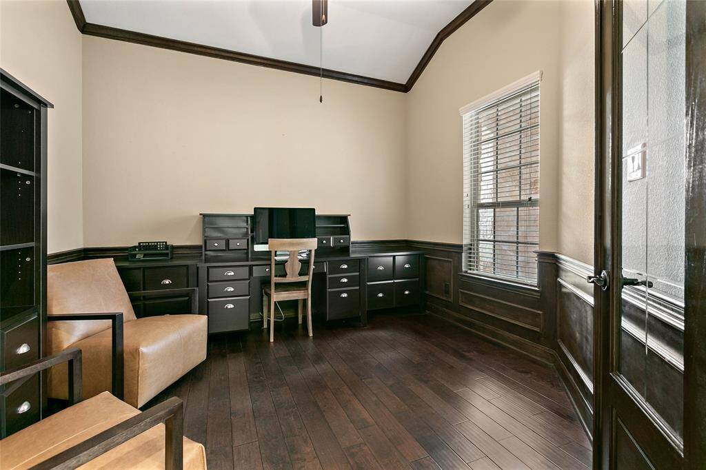 Private study with French doors for privacy in this private study.
