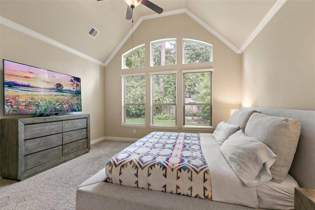Floor to ceiling windows allow beautiful garden views.