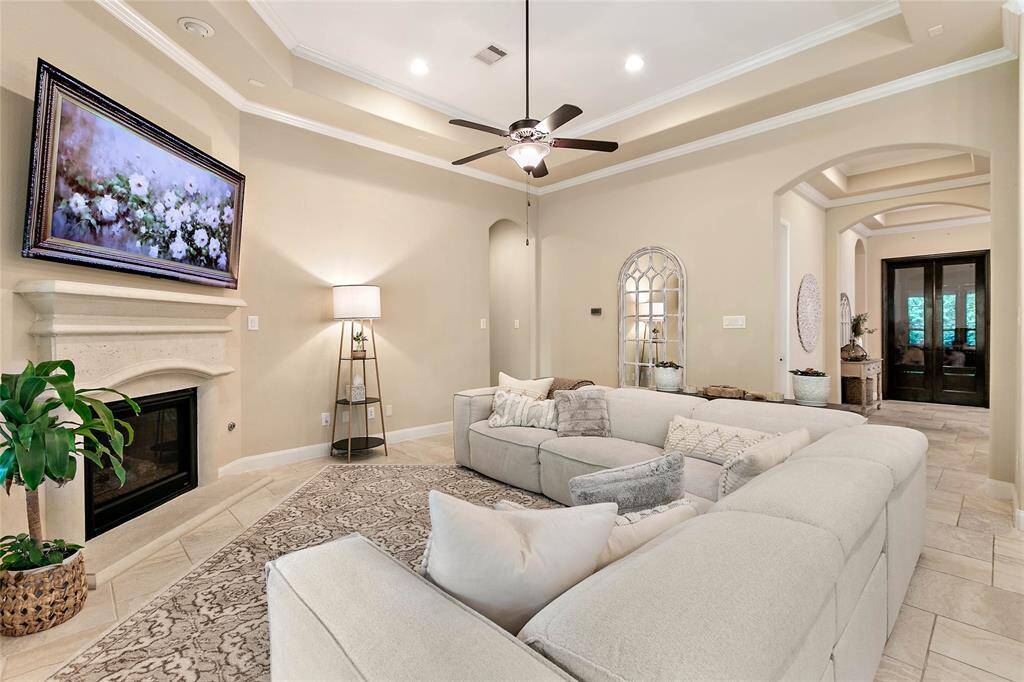 Gas fireplace is the focal point of this gorgeous family room.