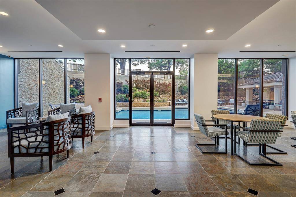 Pool level party room.