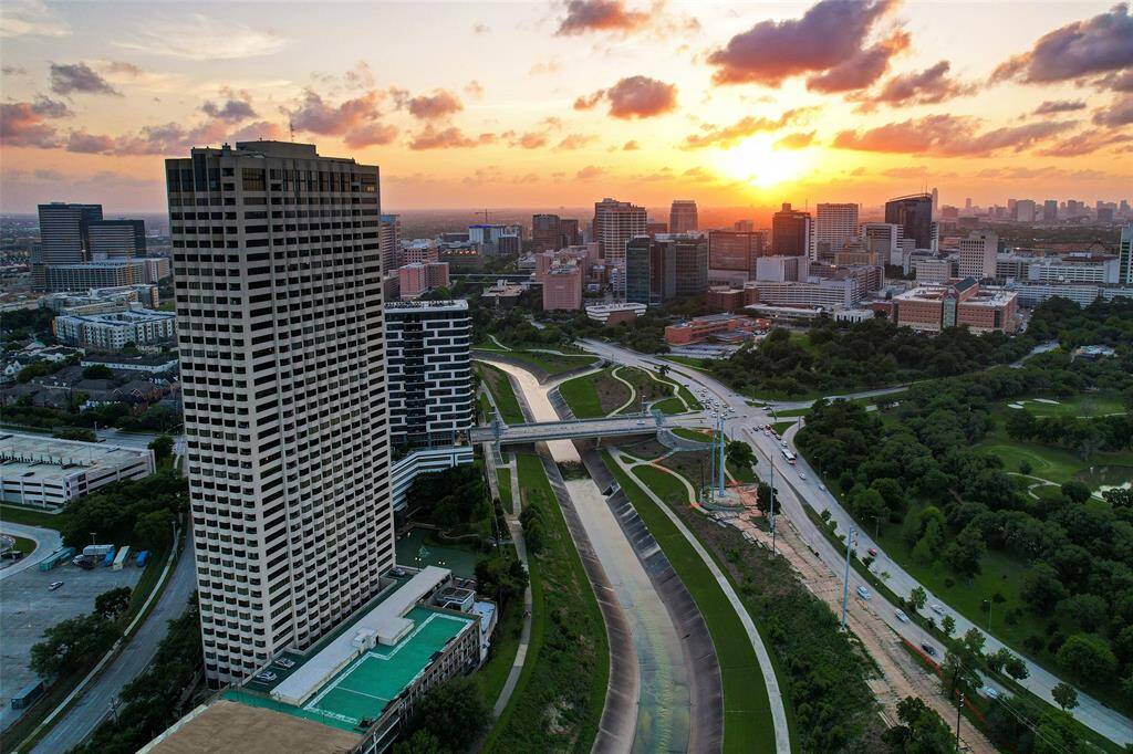 Aerial view with sunset and Medical Center views.