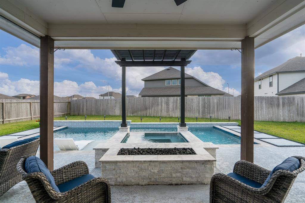 Step outside into your backyard oasis! Spectacular outdoor living begins here with pool, spa, pergola, and firepit! Imagine morning coffee and conversation or evening smores by the fire!