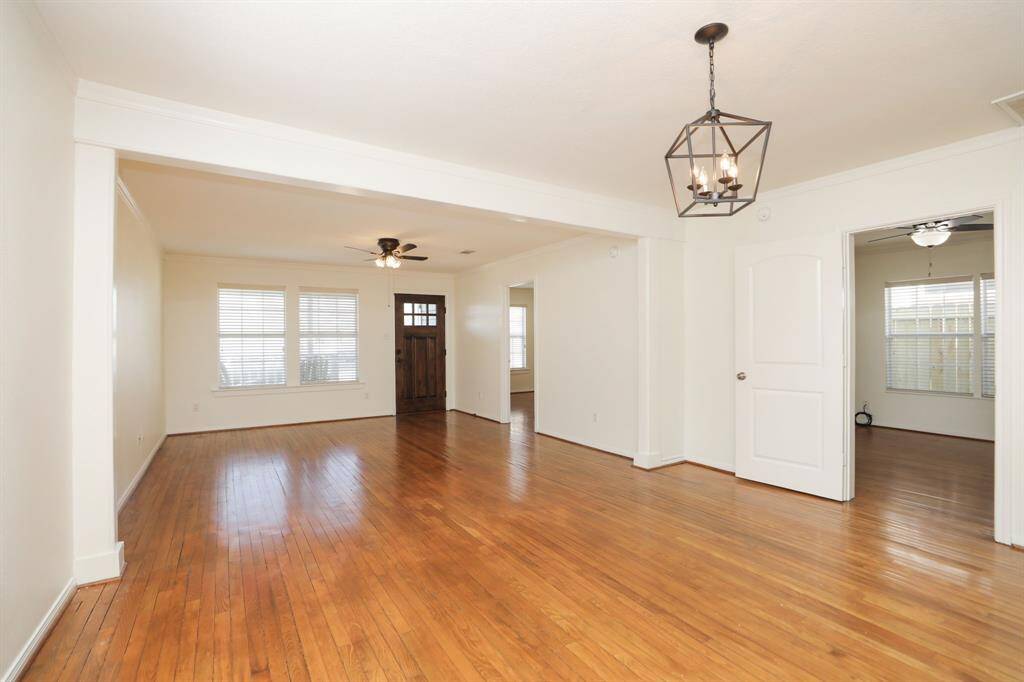 View of secondary bedroom from dining area.