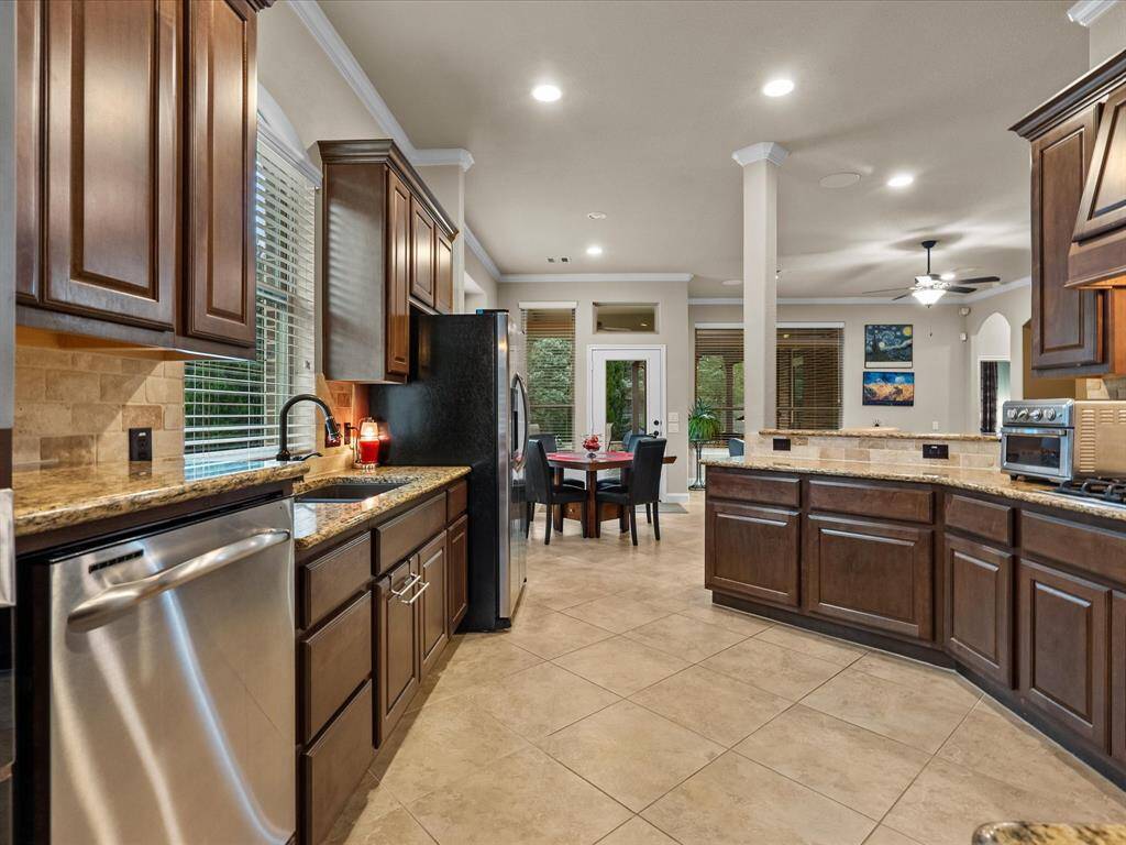 Large Open Kitchen with Granite Countertops
