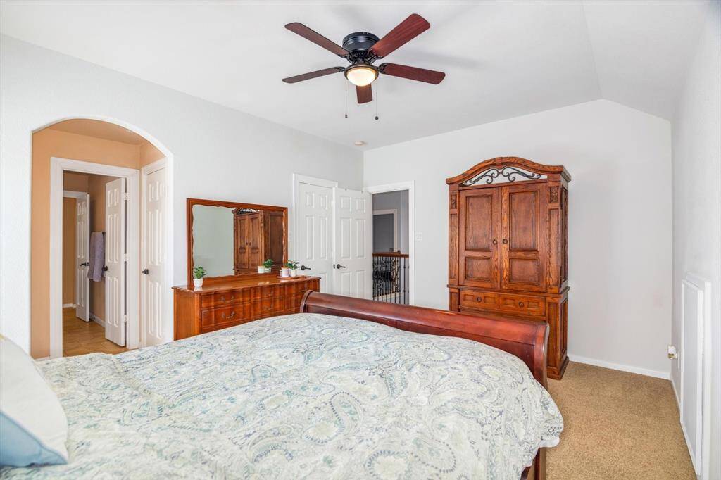 Now we are upstairs in the other direction that houses two secondary bedrooms and a shared Hollywood bath.  Such privacy for everyone.  That's 2 full baths upstairs - one in each "wing".  Upstairs bedroom 2