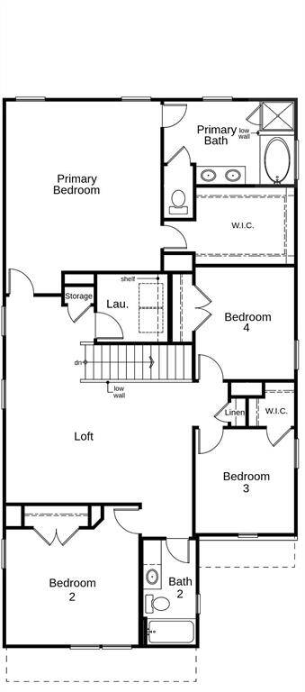 This floor plan features 4 bedrooms, 2 full baths, 1 half bath, and over 2,600 square feet of living space.