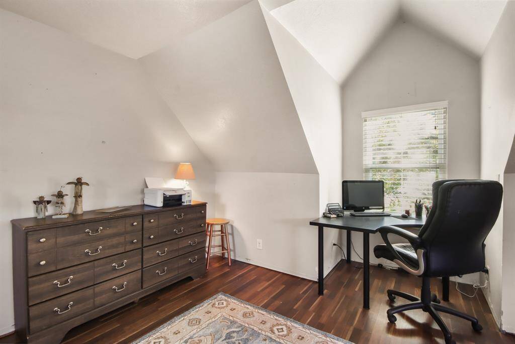 Upstairs has flexible space that can be used as an office nook or dining area.