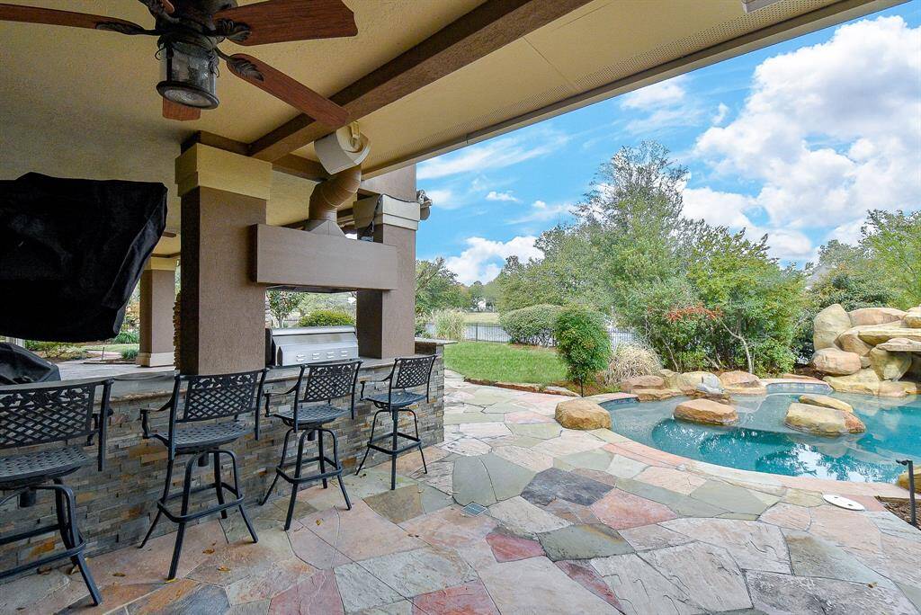 The pool area is somewhat secluded and more private and also features a grotto waterfall area with seating behind the waterfall.