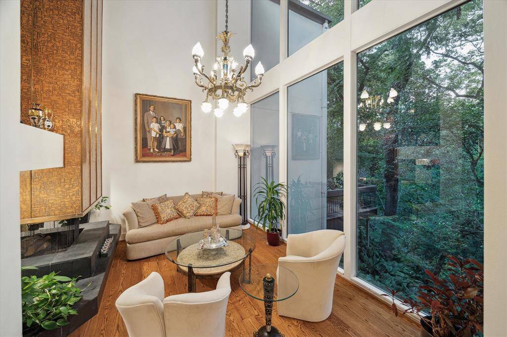 Expansive windows offer breathtaking views.