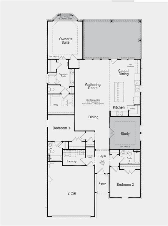 Structural options added include: covered outdoor living, study, bay window.