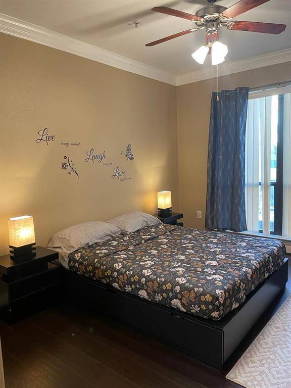Queen bed with a zen spa feel, with the waterfall outside your window.