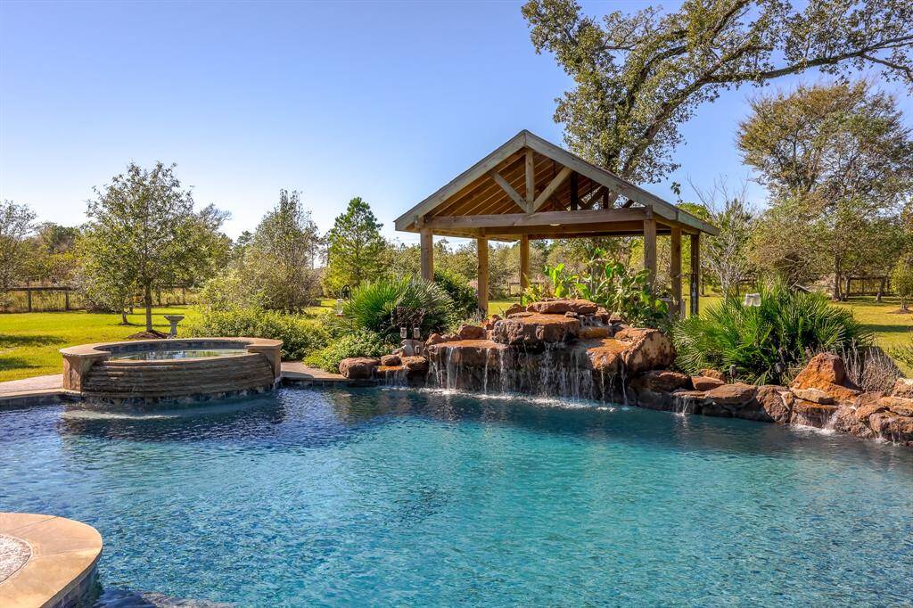 Stunning custom salt water pool with waterfall