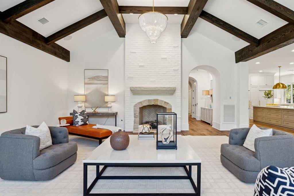 [Family Room] Another view with the slurry brick gas fireplace