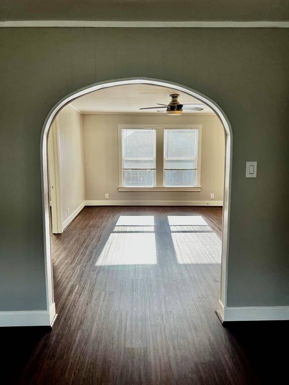 View into living room from the dining area.