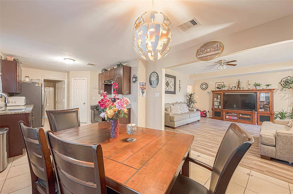 Dining room is connected to living area making it perfect for entertaining.