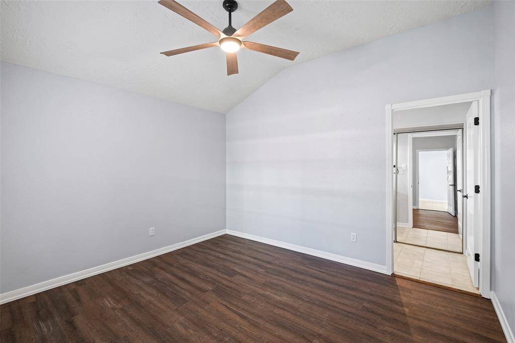 Primary Bedroom with updated modern fan