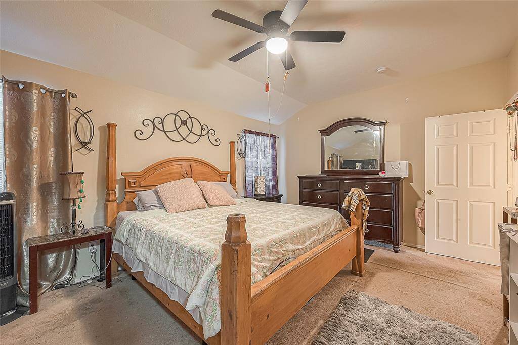 Primary bedroom offers a peaceful ambiance and easily accomodates a queen bed or larger.
