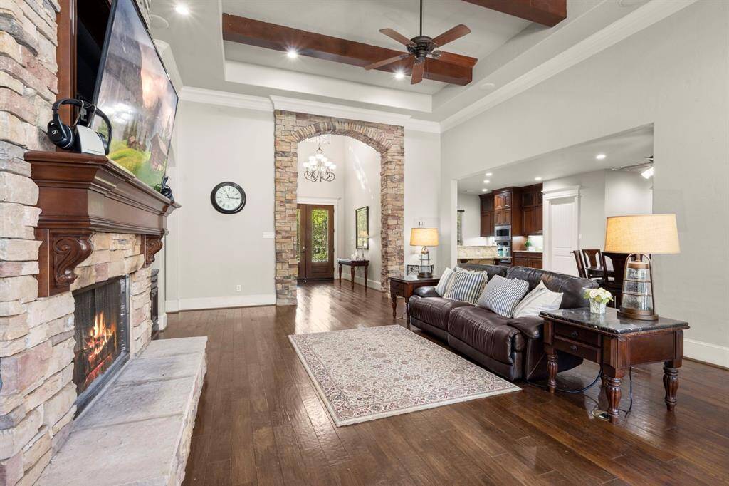 Family room is open to the kitchen and dining space.