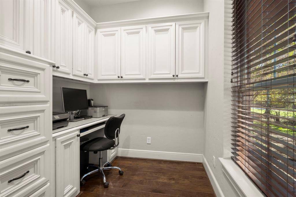 Private computer nook, offering even more storage, along with natural light for the work-at-home experience.