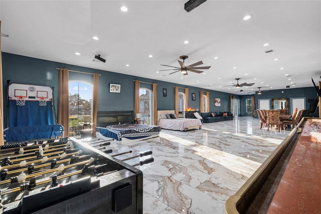 game room to exterior balcony