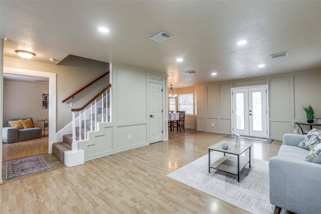 View from the living room shows the study and breakfast area.