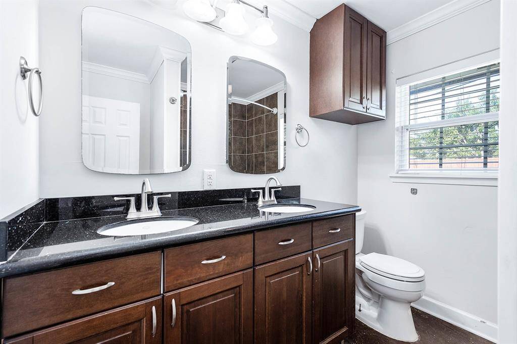 Primary Bathroom With Dual Sinks.