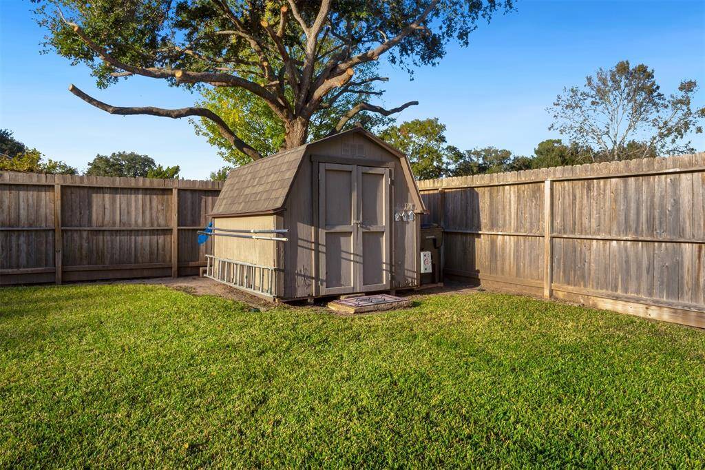 This sturdy storage building STAYS!